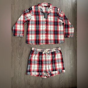 PRETTYLITTLETHING PLUS NAVY CHECKED PAJAMA SHORT